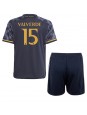 Otroški Nogometna dresi replika Real Madrid Federico Valverde #15 Gostujoči 2023-24 Kratek rokav (+ hlače)